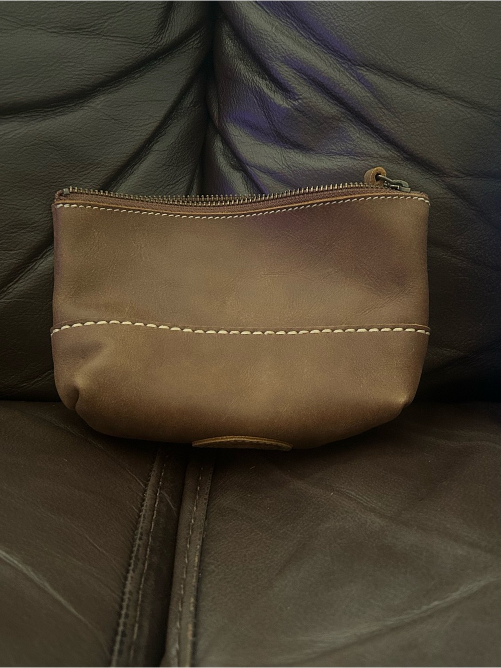 Leather Zip Pouch - Roots